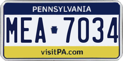 PA license plate MEA7034