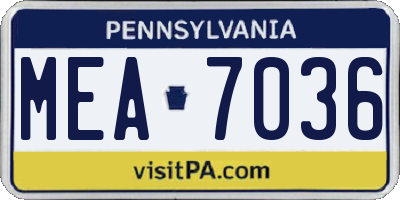 PA license plate MEA7036