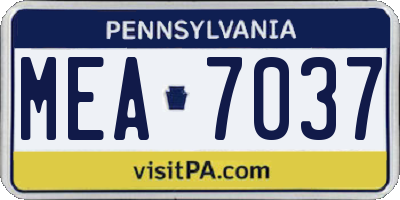PA license plate MEA7037