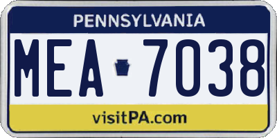 PA license plate MEA7038