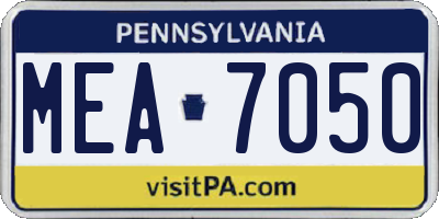 PA license plate MEA7050