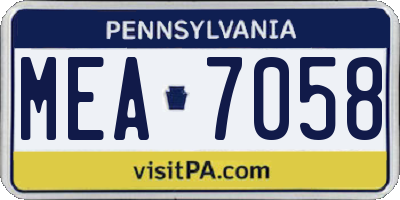 PA license plate MEA7058