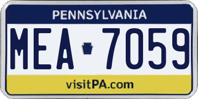 PA license plate MEA7059