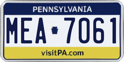 PA license plate MEA7061