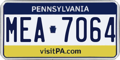 PA license plate MEA7064
