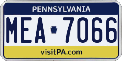 PA license plate MEA7066