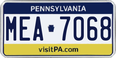 PA license plate MEA7068