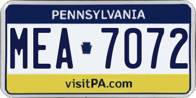 PA license plate MEA7072