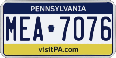PA license plate MEA7076