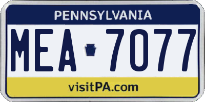 PA license plate MEA7077