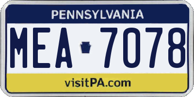 PA license plate MEA7078