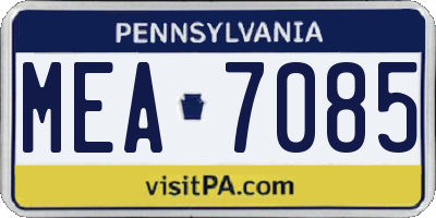 PA license plate MEA7085