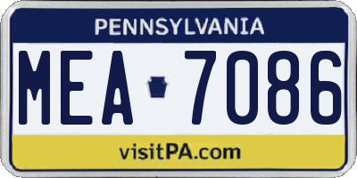 PA license plate MEA7086