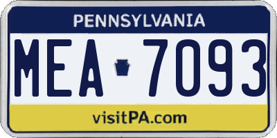 PA license plate MEA7093