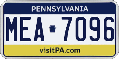 PA license plate MEA7096