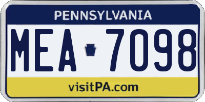 PA license plate MEA7098