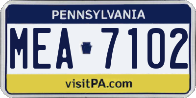 PA license plate MEA7102