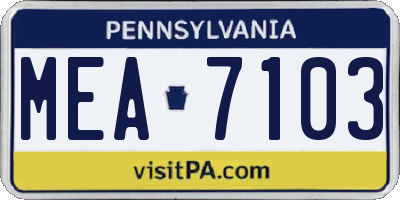 PA license plate MEA7103