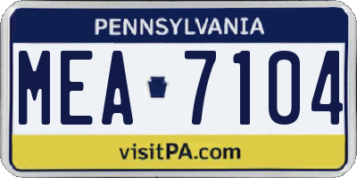 PA license plate MEA7104