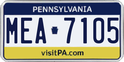 PA license plate MEA7105