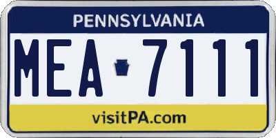 PA license plate MEA7111