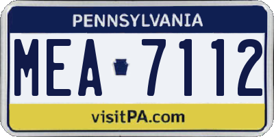 PA license plate MEA7112