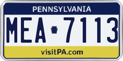 PA license plate MEA7113