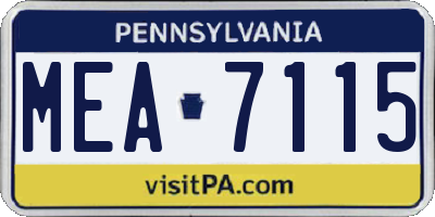 PA license plate MEA7115