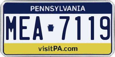 PA license plate MEA7119