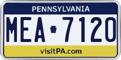 PA license plate MEA7120