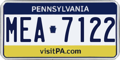 PA license plate MEA7122