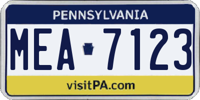 PA license plate MEA7123