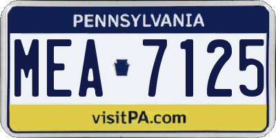 PA license plate MEA7125