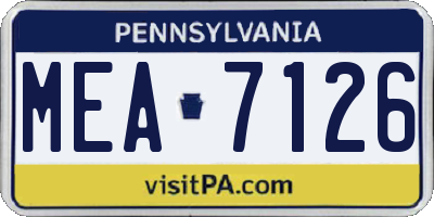 PA license plate MEA7126