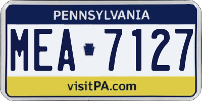 PA license plate MEA7127