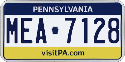 PA license plate MEA7128