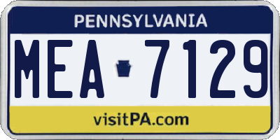 PA license plate MEA7129