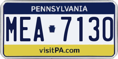 PA license plate MEA7130