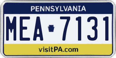 PA license plate MEA7131