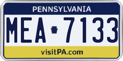 PA license plate MEA7133