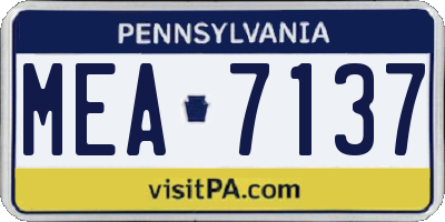PA license plate MEA7137