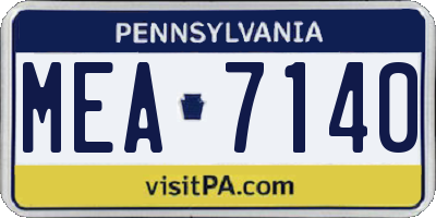 PA license plate MEA7140