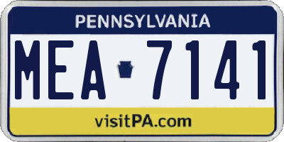 PA license plate MEA7141