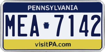 PA license plate MEA7142