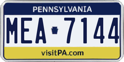 PA license plate MEA7144