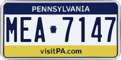 PA license plate MEA7147