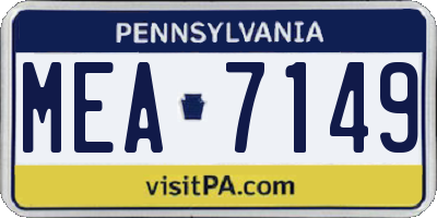PA license plate MEA7149