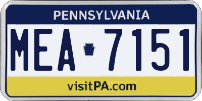 PA license plate MEA7151