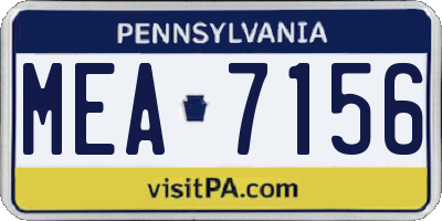 PA license plate MEA7156