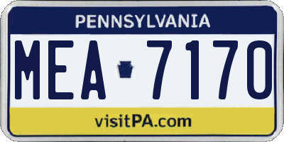 PA license plate MEA7170